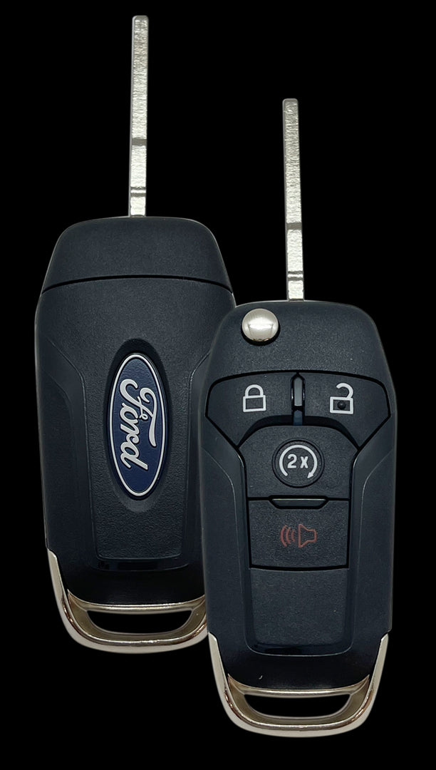 All Years Ford All Models Ford 4-Button (L,U,RS,P) Center Mill Flip Key (902MHZ) (Uncut)